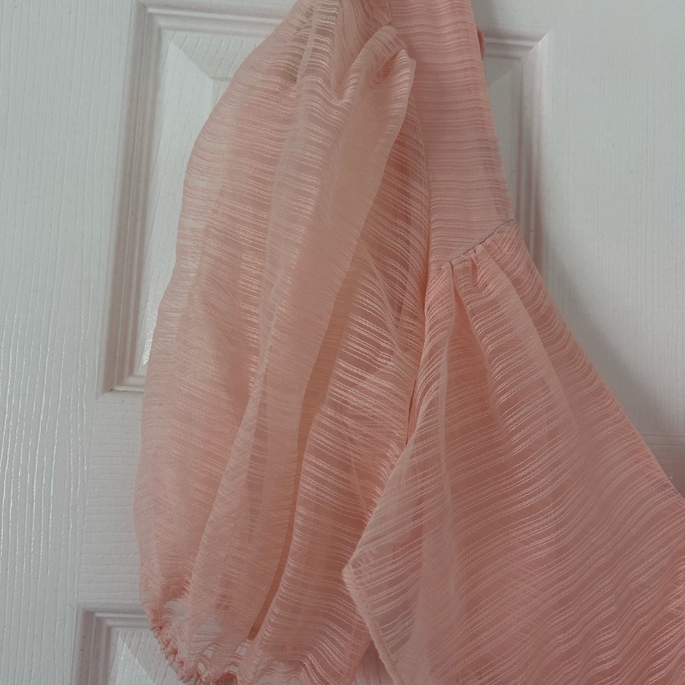 Free People Sheer Ruffled Midi Dress in Blush Pink - Picture 2 of 4